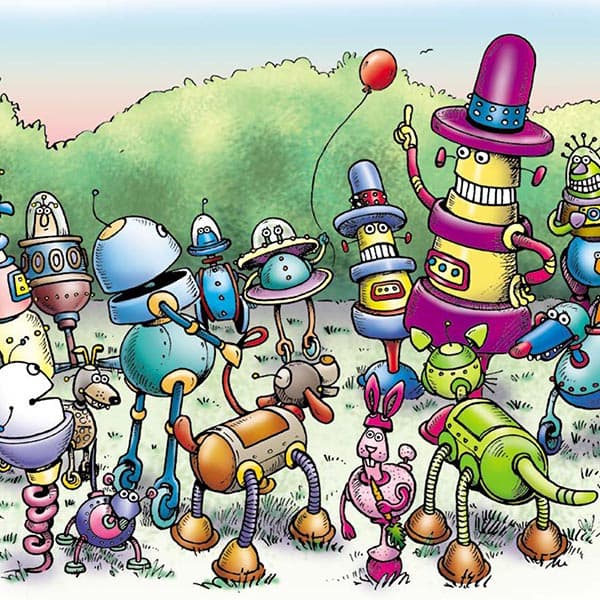 Mayor Hatterson talks to various bots and pets